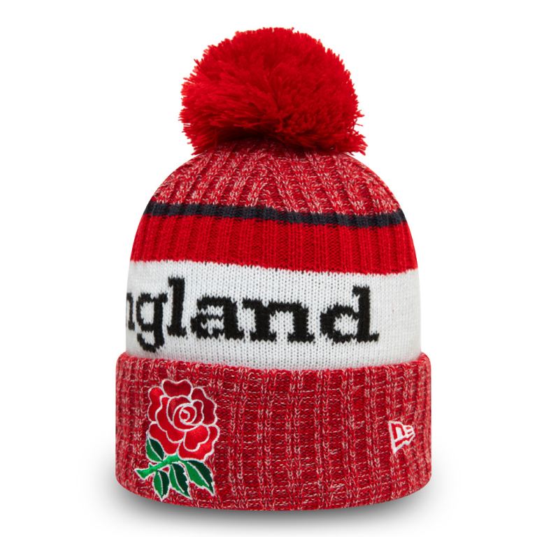 Gorras New Era Beanies Rojos - England Rugby Union Wordmark Bobble 93708SUMR